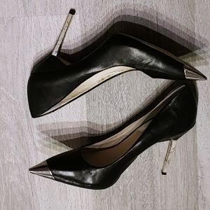 Michael Kors black pointed silver toe and heels